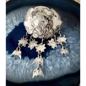 VTG Native American 925 Sterling Silver Brooch Dangling Star Bird Charms Navajo